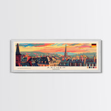 Carregar imagem no visualizador da galeria, Aachen Germany  Panoramic Travel Poster, Framed Canvas Print or Metal Wall Art, Travel Art, Home Decor, Panoramic Painting, Midcentury Art
