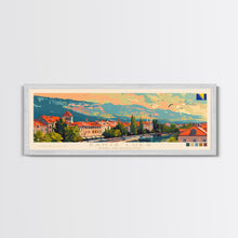 Load image into Gallery viewer, Banja Luka Bosnia Panoramic Travel Poster, Framed Canvas Print or Metal Wall Art, Travel Art, Home Decor, Panoramic Painting, Midcentury Art

