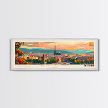 Load image into Gallery viewer, Barcelona Spain Travel Print Wall Art, Panoramic City Art, Travel Art, Wall Decor, Vacation Gift, Framed Canvas Print Or Metal Art
