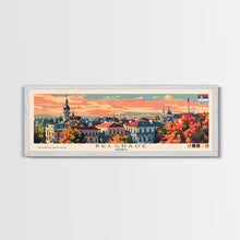 Cargar imagen en el visor de la galería, Belgrade Serbia Panoramic Travel Poster, Framed Canvas Print or Metal Wall Art, Travel Art, Home Decor, Panoramic Painting, Midcentury Art
