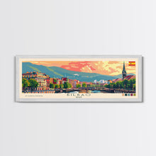 Cargar imagen en el visor de la galería, Bilbao Spain Wall Art, Panoramic Travel Poster, Panoramic Framed Canvas Print, City Wall Art, Wall Hanging Home Decor, Travel Art
