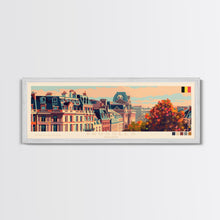 Carregar imagem no visualizador da galeria, Brussels Belgium Panoramic Travel Poster, Framed Canvas Print or Metal Wall Art, Travel Art, Home Decor, Panoramic Painting, Midcentury Art
