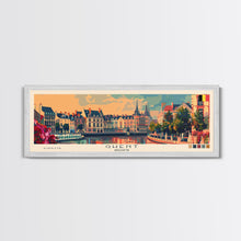 Load image into Gallery viewer, Ghent Belgium Wall Art, Panoramic Travel Poster, Panoramic Framed Canvas Print, City Wall Art, Wall Hanging Home Decor, Travel Art
