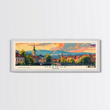 Load image into Gallery viewer, Maribor Slovenia Panoramic Travel Poster, Framed Canvas Print or Metal Wall Art, Travel Art, Home Decor, Panoramic Painting, Midcentury Art
