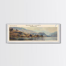 Carregar imagem no visualizador da galeria, Baker Lake Washington Panoramic Framed Canvas Print, Lake House Art, Boho Decor, Travel Poster, Nature Wall Art, Serene Scene
