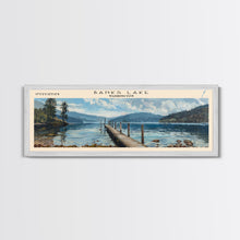 Load image into Gallery viewer, Banks Lake Washington Panoramic Framed Canvas Print, Lake House Decor, Rustic Art, Travel Poster, Scenic View, Home Decoration
