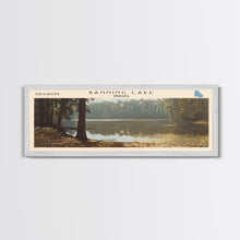 Load image into Gallery viewer, Banning Lake Indiana Framed Canvas Print, Lake House Decor, Panoramic Scenic Painting, Travel Poster, Rustic Art, Nature Wall Art
