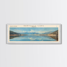 Load image into Gallery viewer, Bartlett Lake Arizona Framed Canvas Print, Panoramic Lake House Art, Scenic Painting, Travel Poster, Minimalist Wall Art, Home Decor
