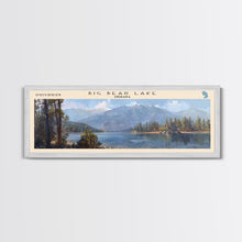 Carregar imagem no visualizador da galeria, Big Bear Lake California Panoramic Framed Canvas Print, Lake House Decor, Scenic View, Travel Poster, Modern Art, Nature Wall Art
