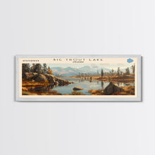 Carregar imagem no visualizador da galeria, Big Trout Lake Framed Canvas Print, Lake House Art, Panoramic Scenic View, Travel Poster, Minimalist Wall Art, Lake Painting
