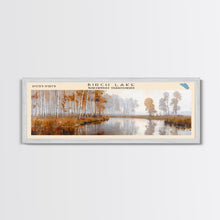 Carregar imagem no visualizador da galeria, Birch Lake Framed Canvas Print, Panoramic Lake House Decor, Scenic View, Travel Poster, Rustic Art, Lake Painting
