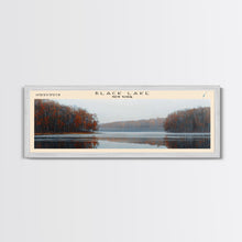 Carregar imagem no visualizador da galeria, Black Lake New York Framed Canvas Print, Lake House Decor, Panoramic Scenic View, Travel Poster, Modern Art, Lake Painting
