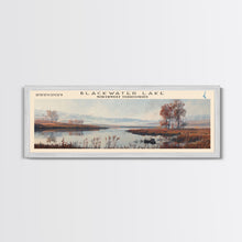 Carregar imagem no visualizador da galeria, Blackwater Lake Framed Canvas Print, Lake House Decor, Panoramic Scenic View, Travel Poster, Minimalist Art, Lake Painting

