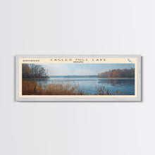 Carregar imagem no visualizador da galeria, Cagles Mill Lake Indiana Framed Canvas Print, Lake House Art, Panoramic Travel Poster, Wall Art, Modern Lake Painting, Home Decor
