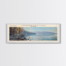 Carregar imagem no visualizador da galeria, Canandaigua Lake New York Framed Canvas Print, Lake House Art, Panoramic Wall Art, Travel Poster, Modern Lake Painting, Nature Art
