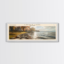 Cargar imagen en el visor de la galería, Cayuga Lake New York Framed Canvas Print, Lake House Art, Panoramic Travel Poster, Wide Wall Art, Modern Lake Painting, Home Decor
