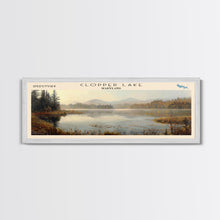 Cargar imagen en el visor de la galería, Cobbosseecontee Lake Maine Framed Canvas Print, Panoramic Lake House Decor, Wide Wall Art, Travel Poster, Rustic Lake Painting, Nature Art
