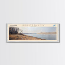 Cargar imagen en el visor de la galería, Conestoga Lake Nebraska Framed Canvas Print, Panoramic Lake House Decor, Wide Wall Art, Travel Poster, Modern Lake Painting, Nature Art
