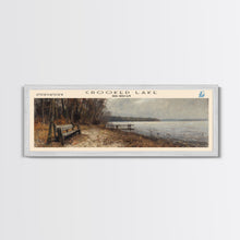 Load image into Gallery viewer, Crooked Lake Indiana Framed Canvas Print, Panoramic Lake House Decor, Wall Art, Travel Poster, Rustic Lake Painting, Nature Art
