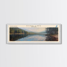 Load image into Gallery viewer, Echo Lake Montana Framed Canvas Print, Panoramic Lake House Decor, Wall Art, Travel Poster, Modern Lake Painting, Nature Art
