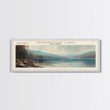 Cargar imagen en el visor de la galería, Farrington Lake New Jersey Framed Canvas Print, Lake House Decor, Panoramic Wall Art, Travel Poster, Modern Lake Painting, Nature Art
