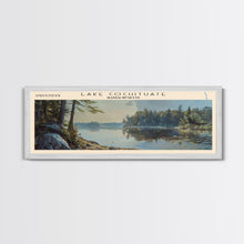Cargar imagen en el visor de la galería, Lake Cochituate Massachusetts Framed Canvas Print, Lake House Decor, Panoramic Wall Art, Travel Poster, Beautiful Lake Painting, Nature Art
