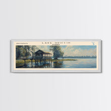 Cargar imagen en el visor de la galería, Lake Griffin Florida Framed Canvas Print, Lake House Decor, Panoramic Wall Art, Travel Poster, Beautiful Lake Painting, Nature Art

