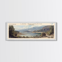 Load image into Gallery viewer, Lake Nacimiento California Framed Canvas Print, Lake House Decor, Panoramic Wall Art, Travel Poster, Beautiful Landscape Painting, Modern Art
