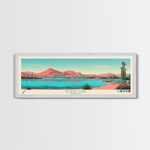 Carregar imagem no visualizador da galeria, Alamo Lake Arizona Framed Canvas Print, Panoramic Travel Poster, Midcentury Modern Wall Art, Pop Art, Scenic Bedroom Art
