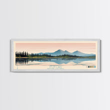 Carregar imagem no visualizador da galeria, Atlin Lake British Columbia Framed Canvas Print, Panoramic Travel Poster, Midcentury Modern Wall Art, Pop Art, Bedroom Decor

