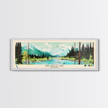 Carregar imagem no visualizador da galeria, Avalanche Lake Montana Framed Canvas Print, Panoramic Wall Art, Midcentury Modern, Pop Art, Travel Poster, Scenic Living Room Art
