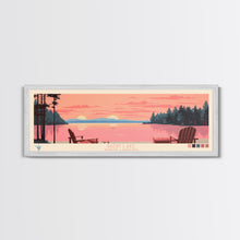 Carregar imagem no visualizador da galeria, Badin Lake North Carolina Framed Canvas Print, Panoramic Wall Art, Midcentury Modern, Pop Art, Travel Poster, Scenic Bedroom Art
