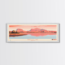Load image into Gallery viewer, Bartlett Lake Arizona Framed Canvas Print, Panoramic Wall Art, Midcentury Modern, Pop Art, Travel Poster, Scenic Bedroom Art
