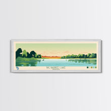 Cargar imagen en el visor de la galería, Big Barbee Lake Indiana Framed Canvas Print, Panoramic Travel Poster, Midcentury Modern Wall Art, Pop Art, Nature Living Room Art, Lake House Decor
