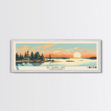 Carregar imagem no visualizador da galeria, Big Sandy Lake Saskatchewan Framed Canvas Print, Panoramic Travel Poster, Midcentury Modern Wall Art, Pop Art, Lake House Decor, Nature Art

