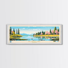 Carregar imagem no visualizador da galeria, Big Trout Lake Ontario Framed Canvas Print, Panoramic Travel Poster, Midcentury Modern Wall Art, Pop Art, Nature Living Room Art, Lake House Decor
