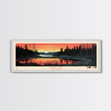 Load image into Gallery viewer, Black Lake New York Framed Canvas Print, Panoramic Wall Art, Midcentury Modern, Pop Art, Travel Poster, Scenic Living Room Art, Lake House Decor
