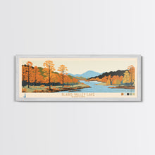 Load image into Gallery viewer, Blairs Valley Lake Maryland Framed Canvas Print, Panoramic Travel Poster, Midcentury Modern Wall Art, Pop Art, Nature Bedroom Art, Scenic Lake House Decor
