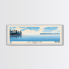 Cargar imagen en el visor de la galería, Blue Cypress Lake Florida Framed Canvas Print, Panoramic Wall Art, Midcentury Modern, Pop Art, Travel Poster, Scenic Living Room Art, Lake House Decor
