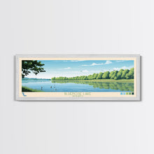 Load image into Gallery viewer, Blue Springs Lake Missouri Framed Canvas Print, Panoramic Wall Art, Midcentury Modern, Pop Art, Travel Poster, Scenic Living Room Art, Lake House Decor
