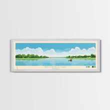 Carregar imagem no visualizador da galeria, Brookville Lake Indiana Framed Canvas Print, Midcentury Modern Panoramic Wall Art, Living Room Decor, Pop Art, Travel Poster Art, Nature Painting
