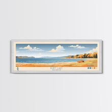Carregar imagem no visualizador da galeria, Burt Lake Michigan Framed Canvas Print, Pop Art Panoramic Travel Poster, Midcentury Modern, Wall Art, Scenic Nature Painting, Bedroom Decor

