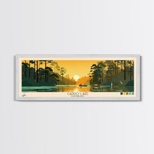 Carregar imagem no visualizador da galeria, Caddo Lake Louisiana Framed Canvas Print, Pop Art Panoramic Travel Poster, Midcentury Modern, Wall Art, Scenic Nature Painting, Bedroom Decor
