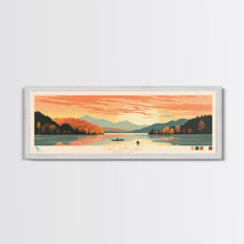 Cargar imagen en el visor de la galería, Cave Run Lake Kentucky Framed Canvas Print, Midcentury Modern Panoramic Wall Art, Living Room Decor, Pop Art, Travel Poster Art, Nature Art, Lake House Decor
