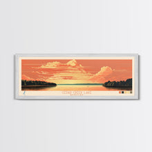 Cargar imagen en el visor de la galería, Cedar Creek Lake Kentucky Framed Canvas Print, Midcentury Modern Panoramic Wall Art, Living Room Decor, Pop Art, Travel Poster Art, Scenic Nature Painting, Lake House Decor
