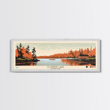 Cargar imagen en el visor de la galería, Clopper Lake Maryland Framed Canvas Print, Pop Art Panoramic Travel Poster, Midcentury Modern, Wall Art, Scenic Nature Painting, Bedroom Decor, Living Room Art
