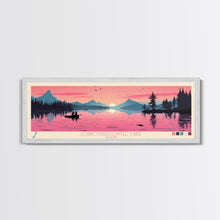 Cargar imagen en el visor de la galería, Cobbosseecontee Lake Maine Framed Canvas Print, Midcentury Modern Panoramic Wall Art, Living Room Decor, Pop Art, Travel Poster Art, Scenic Nature Painting, Lake House Decor
