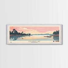 Load image into Gallery viewer, Columbus Lake Mississippi Framed Canvas Print, Midcentury Modern Panoramic Wall Art, Living Room Decor, Pop Art, Travel Poster Art, Scenic Nature Painting
