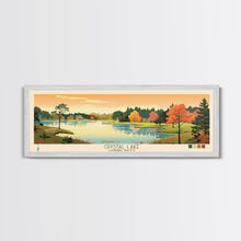 Load image into Gallery viewer, Crystal Lake Connecticut Framed Canvas Print, Pop Art Panoramic Travel Poster, Midcentury Modern, Wall Art, Scenic Nature Painting, Bedroom Decor, Living Room Art
