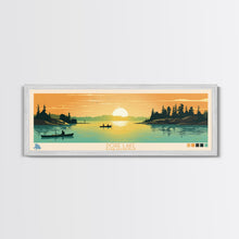 Load image into Gallery viewer, Dore Lake Saskatchewan Framed Canvas Print, Midcentury Modern Panoramic Wall Art, Living Room Decor, Pop Art, Travel Poster Art, Scenic Nature Painting
